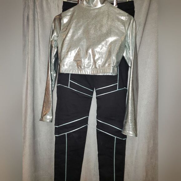 Jazz, Tap Hip hop Dance Costum Medium Adult, Silver, Black - Picture 3 of 16